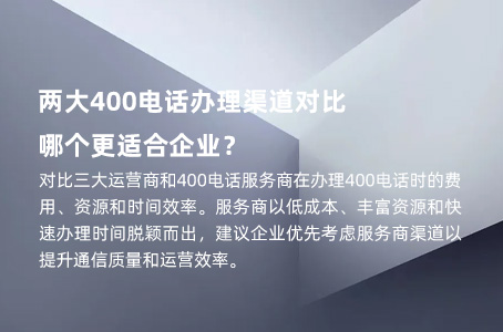 两大400电话办理渠道对比，哪个更适合企业？